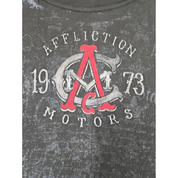 Affliction T-Shirt Built For Speed Black Skull Wings Men's size 3XL Distressed - Picture 8 of 10
